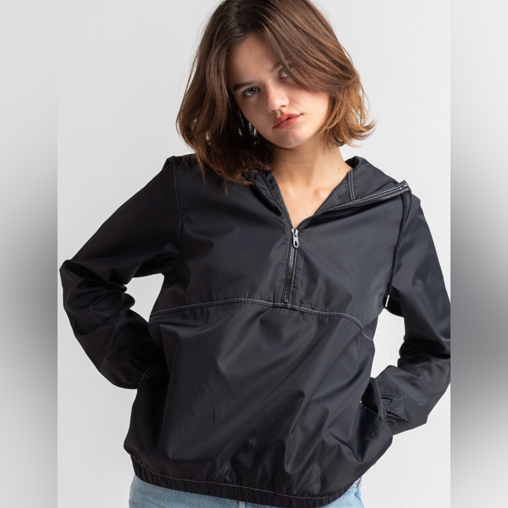 Volcom Wind It Up Half-Zip Black Packable Windbreaker Jacket NWOT